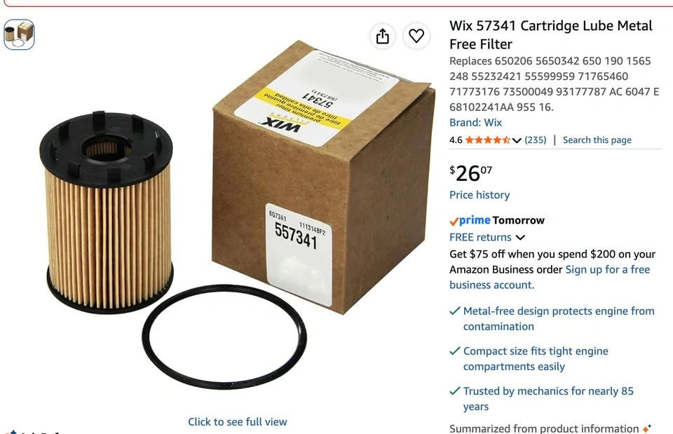 New WIX 57341 Oil Filter - Fits Dodge Dart / Fiat 500 / Jeep Ren - photo 4