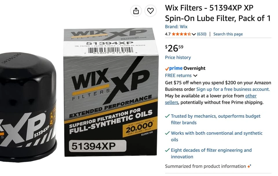 New WIX XP 51394XP Synthetic Oil Filters (Set of 6) - photo 4