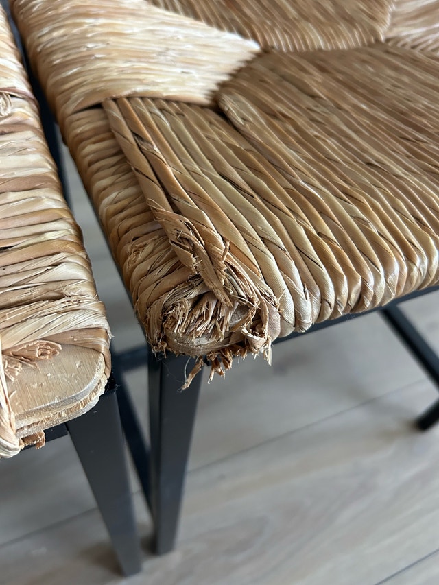 Woven Seat Metal Frame Bar Stools