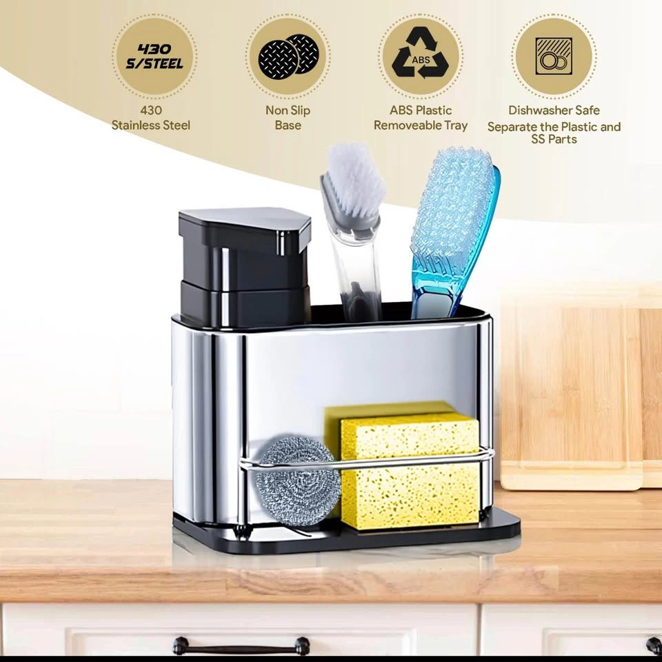 SAHJIR Sink Organizer Caddy w/ Soap Dispenser Sponge Holder - photo 4