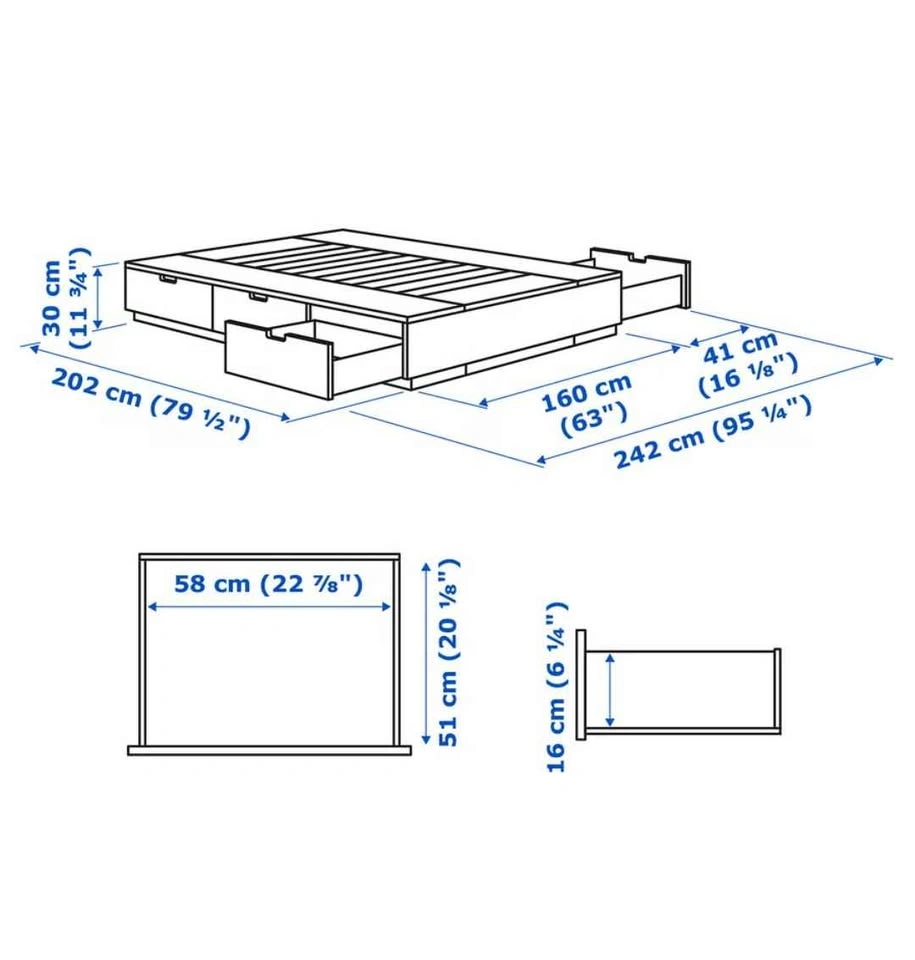 IKEA NORDLI Queen Bed Frame with 6 Storage Drawers - photo 4