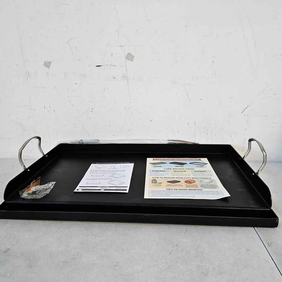 Black Griddle Plate with Handles 25" x 16"