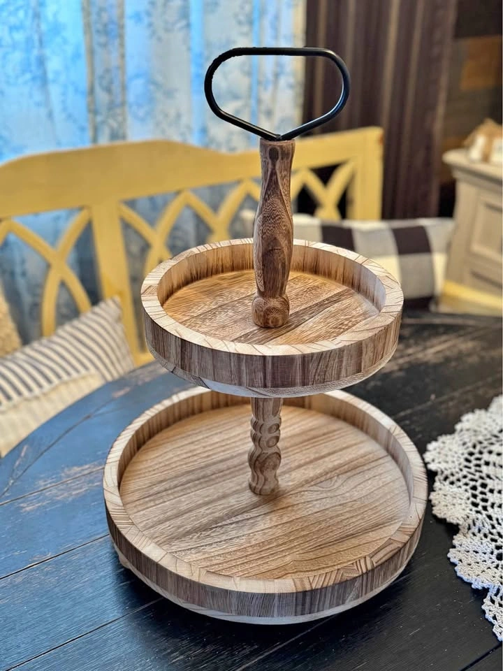 Two Tiered Wooden Tray