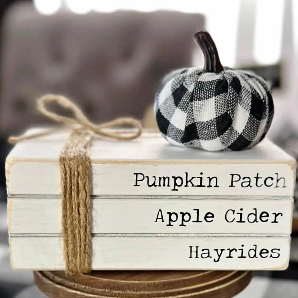 Fall Wooden Book Stack
