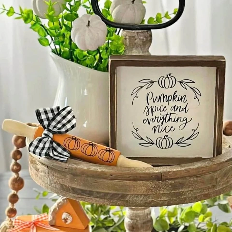 Pumpkin Spice Mini Wooden Sign & Rolling Pin Set