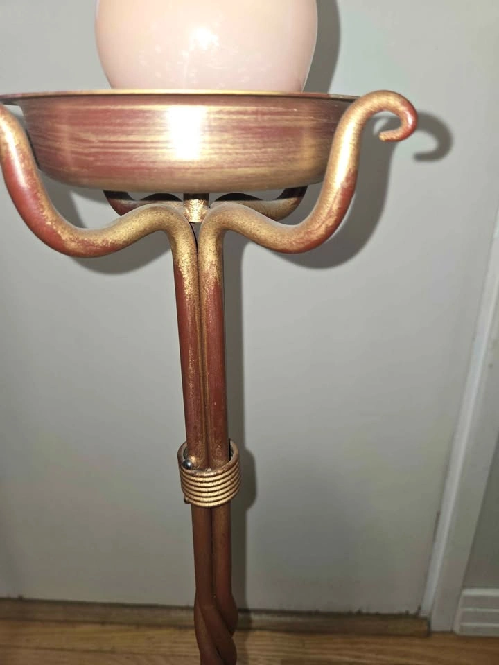 Pair of Vintage Tuscan Style Metal Floor Candle Holders - photo 4