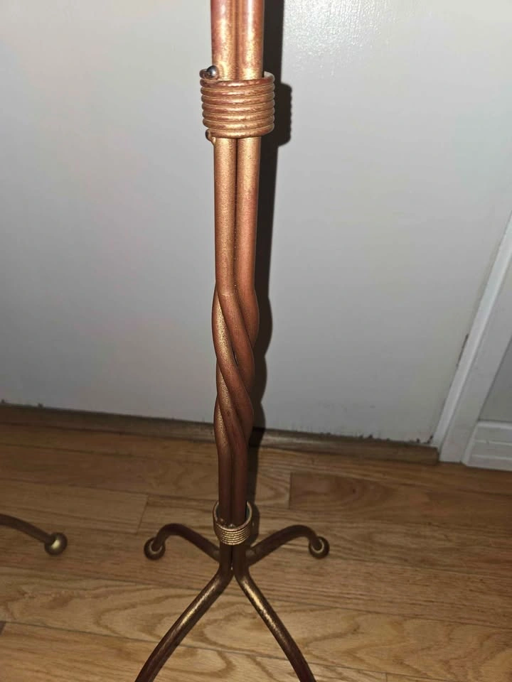 Pair of Vintage Tuscan Style Metal Floor Candle Holders - photo 5