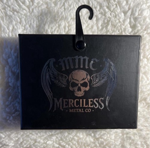 Merciless Metal Co Men's Black Leather Bifold Wallet Skull Logo - photo 2
