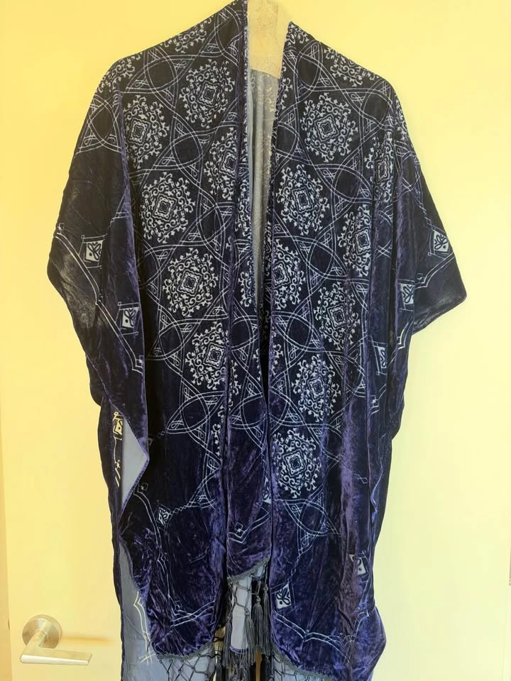 Blue Velvet Fringe Kimono Wrap - photo 2
