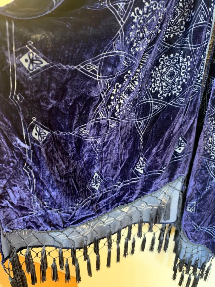 Blue Velvet Fringe Kimono Wrap - photo 3