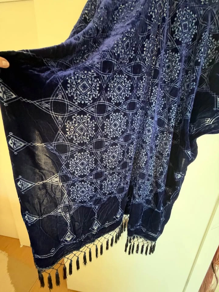 Blue Velvet Fringe Kimono Wrap - photo 4