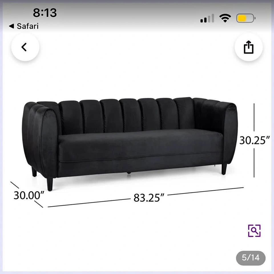 83.25" Velvet and Polyester Sofa by Wayfair