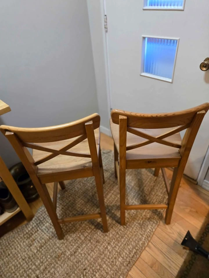 Pair of IKEA INGOLF Solid Pine Counter Stools (25” Seat Height) - photo 2