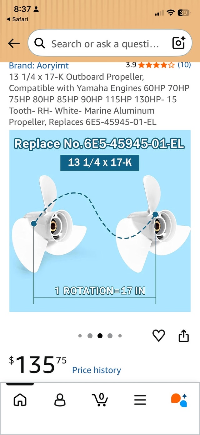 13 ¼” x 17 -K propeller - new - photo 2