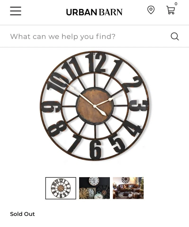 Urban Barn Iron Wall Clock - Oversized 44x44 inches - photo 2