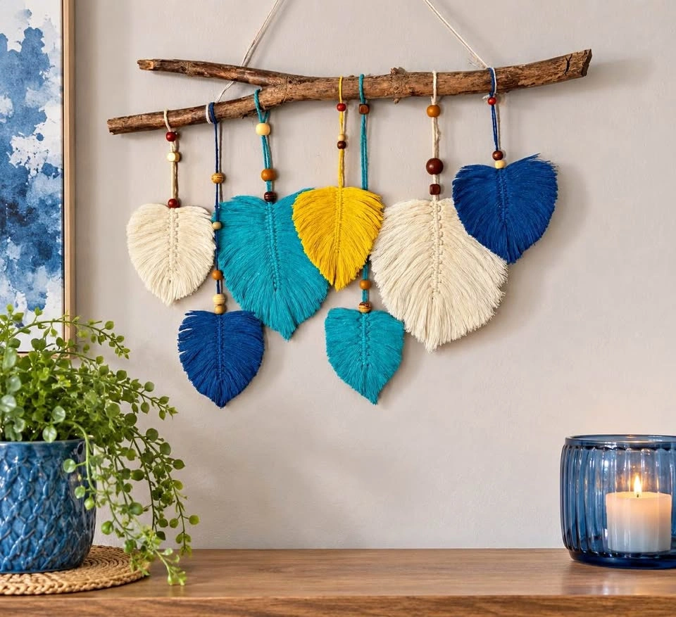 Handmade Boho Macramé Leaf Wall Hanging