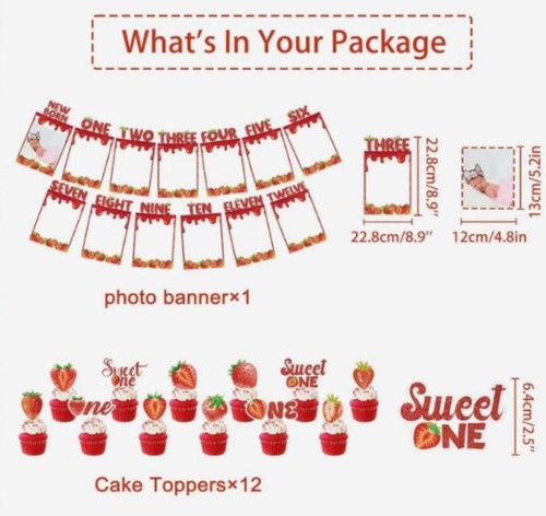 Strawberry First Birthday Party Decorations Girl One Year Old