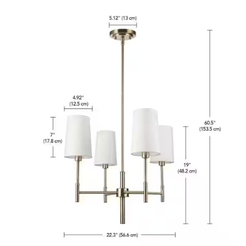 Globe Electric Ronnie 4-Light Chandelier Brass Finish - photo 3
