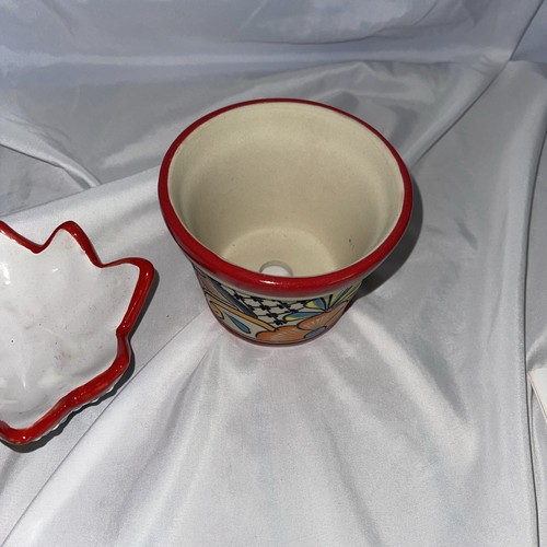 Handmade Ceramic Pot Planter Talavera Mexican Pottery Set - photo 3