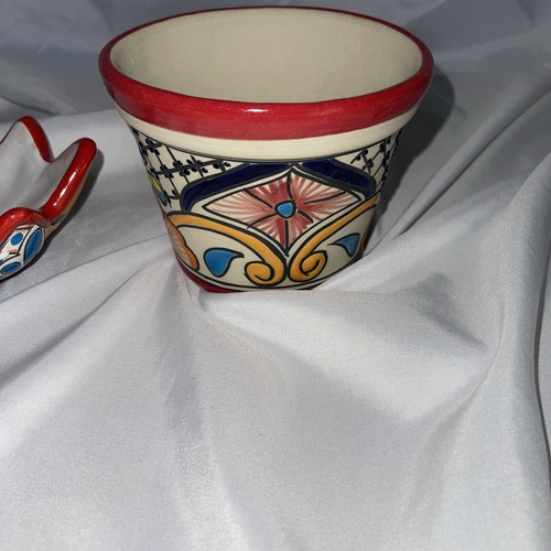 Handmade Ceramic Pot Planter Talavera Mexican Pottery Set - photo 4