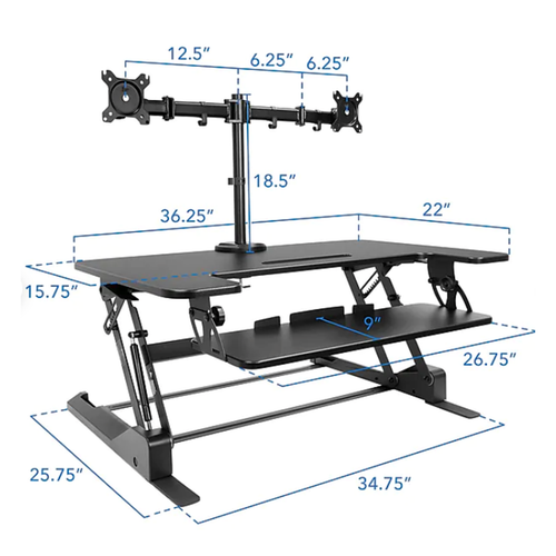 Mount-It! Standing Desk Converter with Dual Monitor Mount - photo 5
