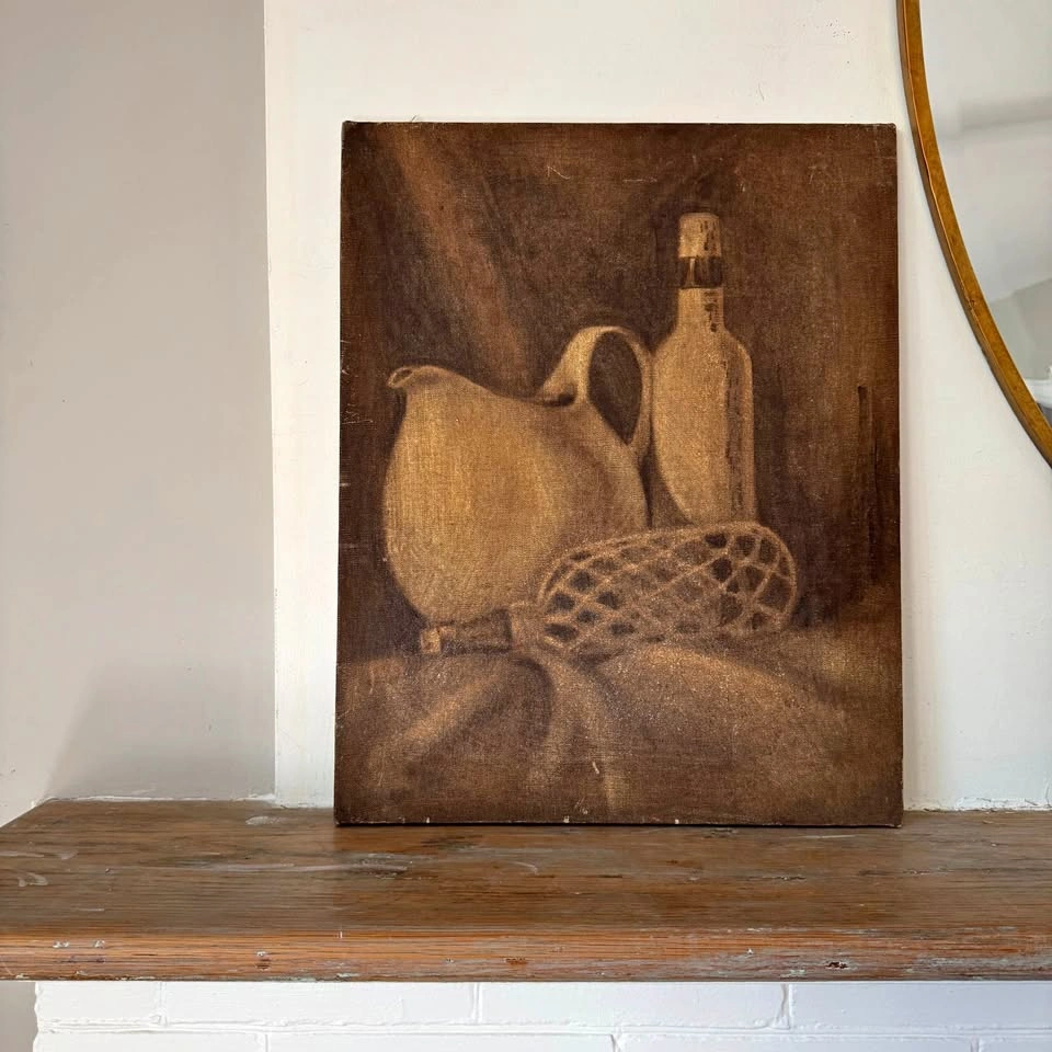 Vintage 1968 Still Life Canvas Painting– Signed C. Scadding on R