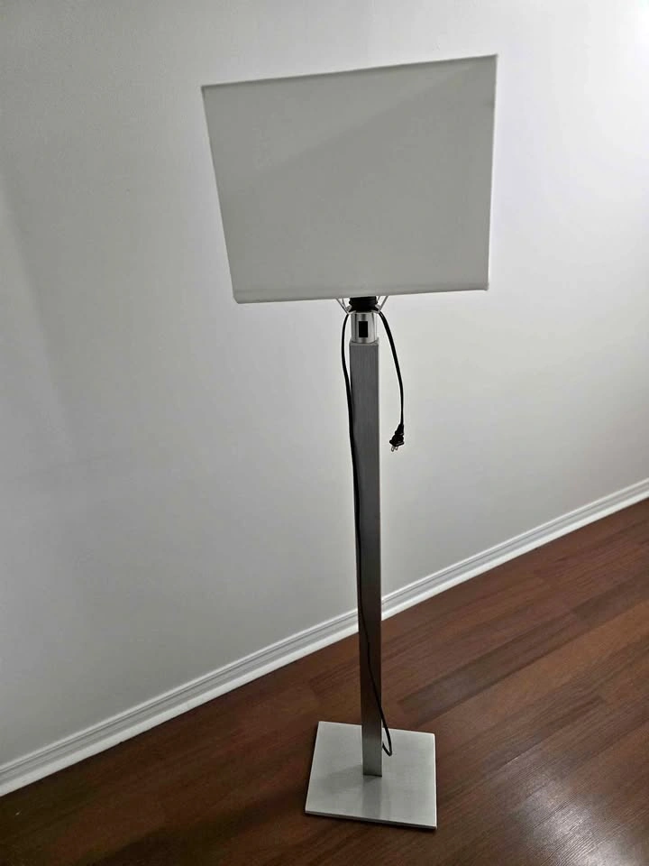 IKEA TOMELILLA Floor Lamp – Modern Brushed Nickel (Good Conditio