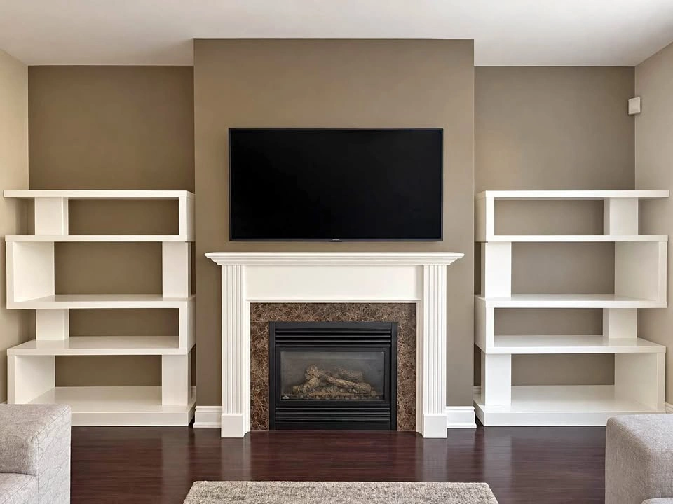2 Lacquered Free Standing White Book Shelves or Display Shelves