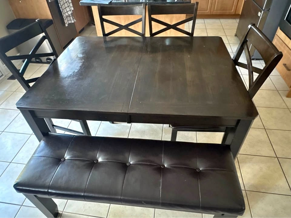 6-Piece Wood Dining Table Set with Extension
