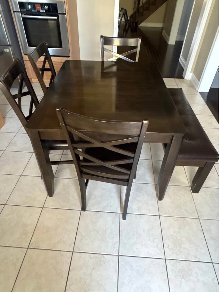 6-Piece Wood Dining Table Set with Extension - photo 2