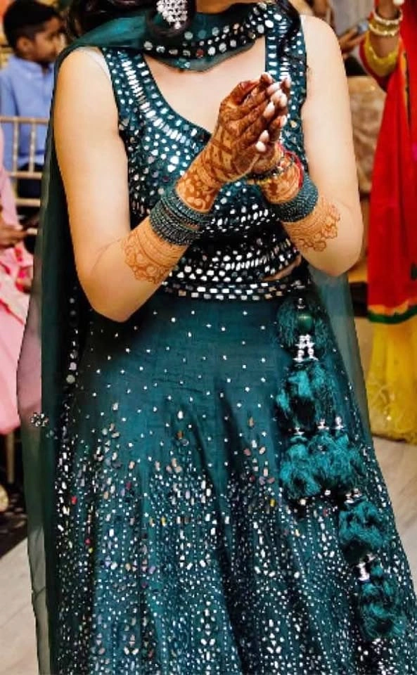 Green Mirror Lengha