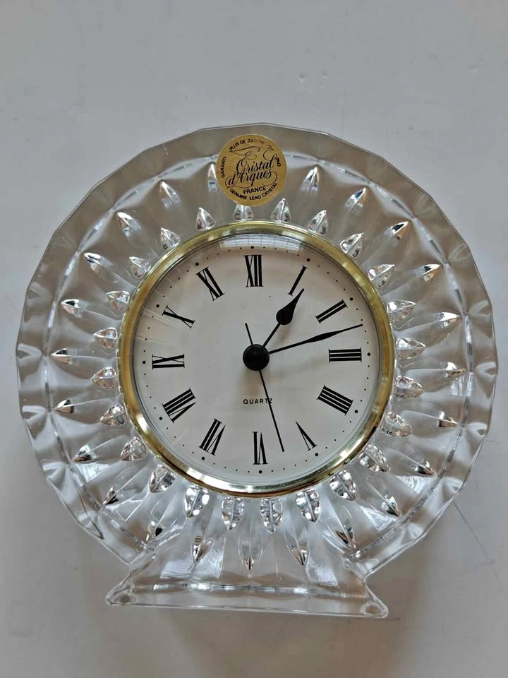 Vintage Cristal d'Arques France Lead Crystal Desk Clock Quartz