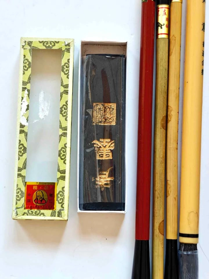Japanese Chinese Calligraphy Brush Set Liquid Ink Sumi Ink Stick - photo 2