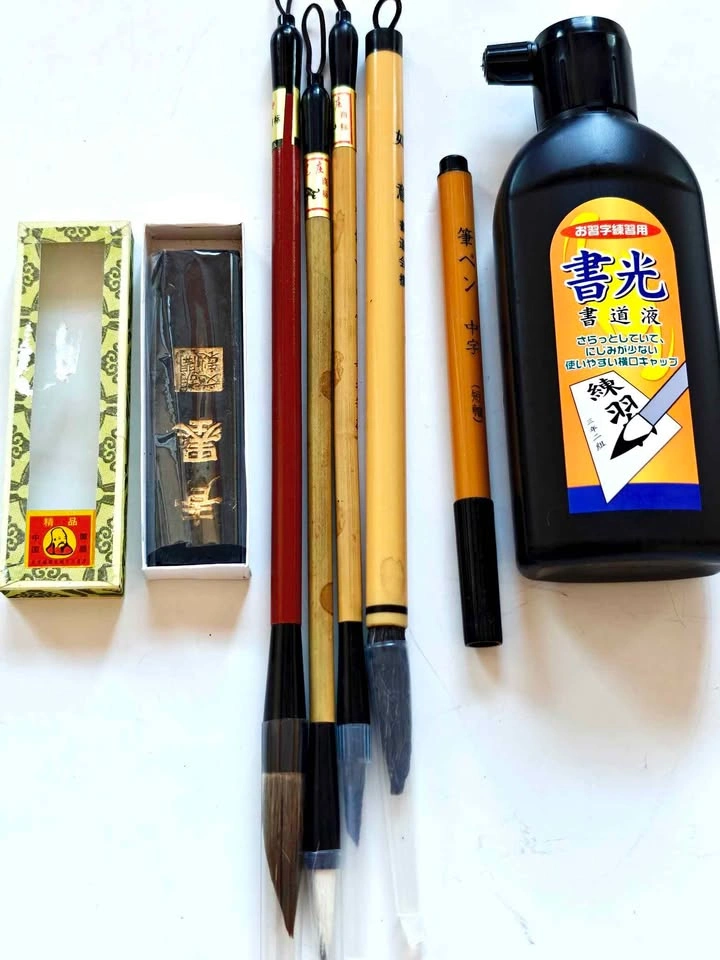 Japanese Chinese Calligraphy Brush Set Liquid Ink Sumi Ink Stick - photo 3