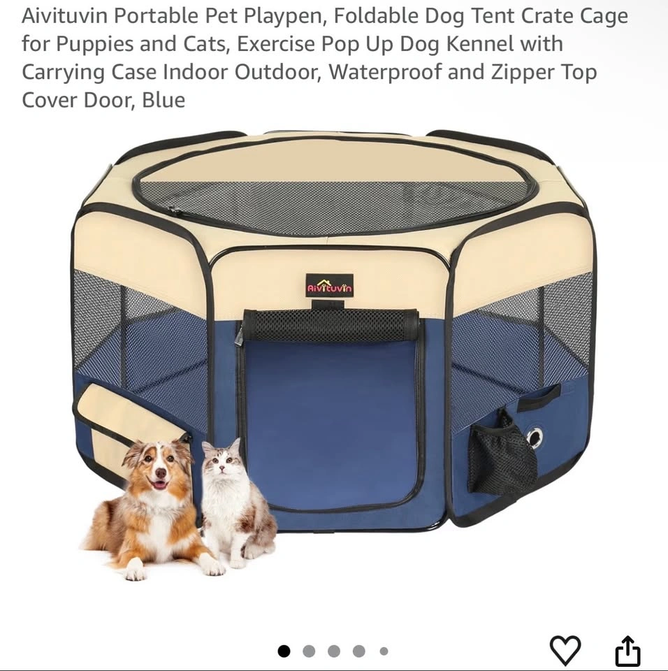 AIVITUVIN PORTABLE DOG PLAYPEN - BLUE/BEIGE - XL - photo 4