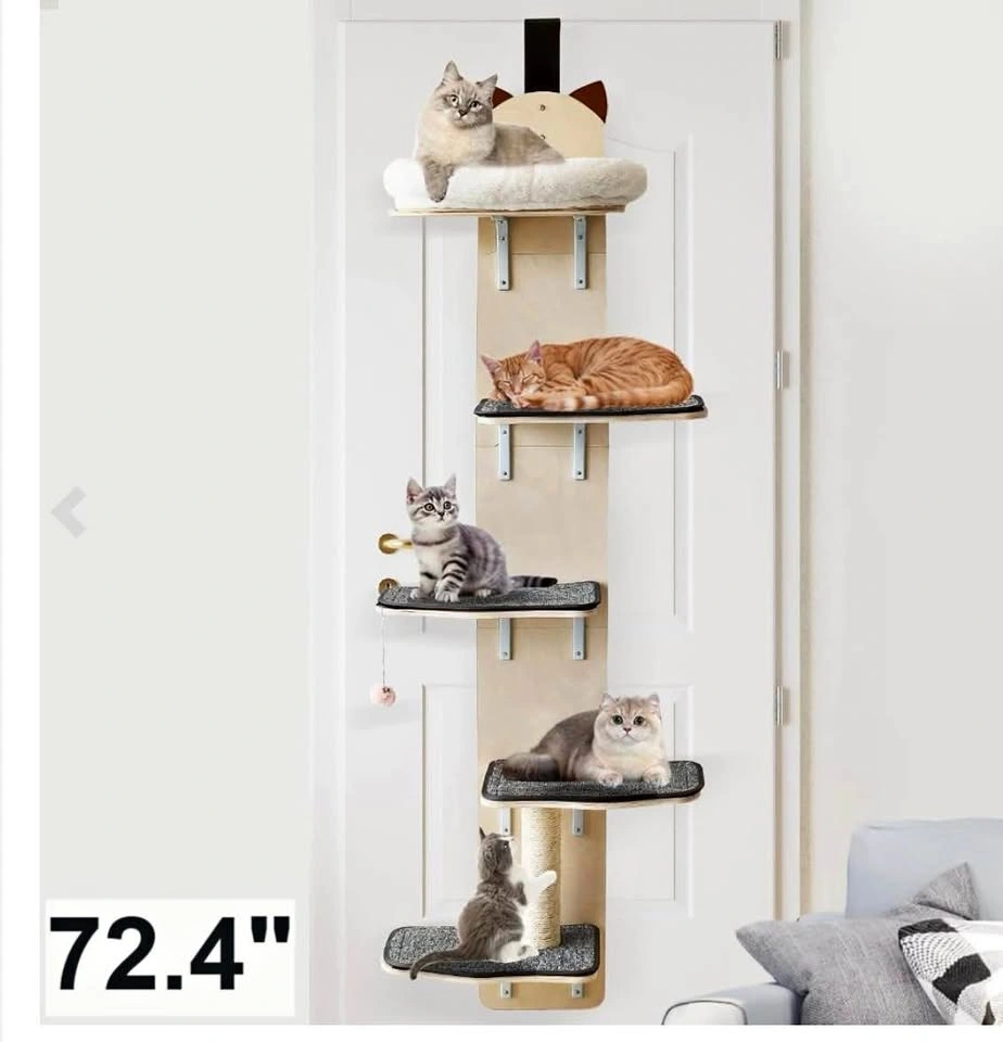 HOMEGROOVE 5-Level Door-Hanging Cat Climber – Cat Head Style