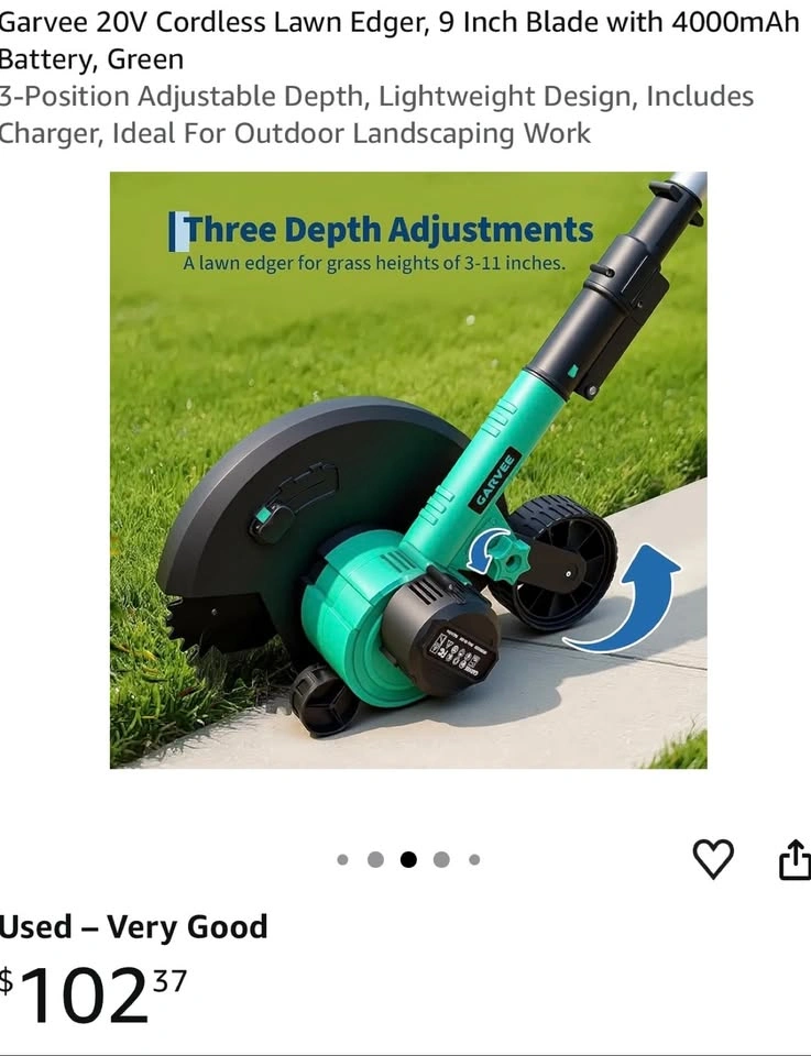 GARVEE BRUSHLESS CORDLESS LAWN EDGER - YELLOW/BLACK - photo 2