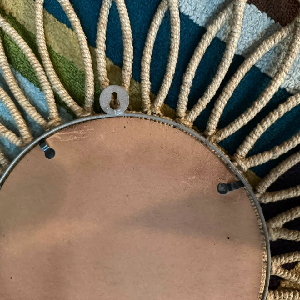 Large Boho Sunburst Wall Mirror – 28” Natural Rope Floral Design - photo 4