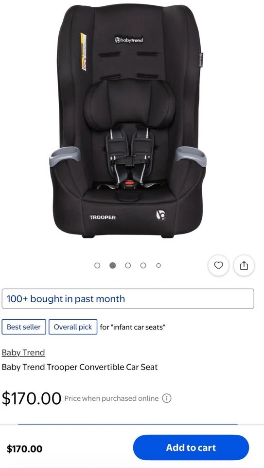 Baby Trend Trooper Convertible Car Seat - Black - photo 2