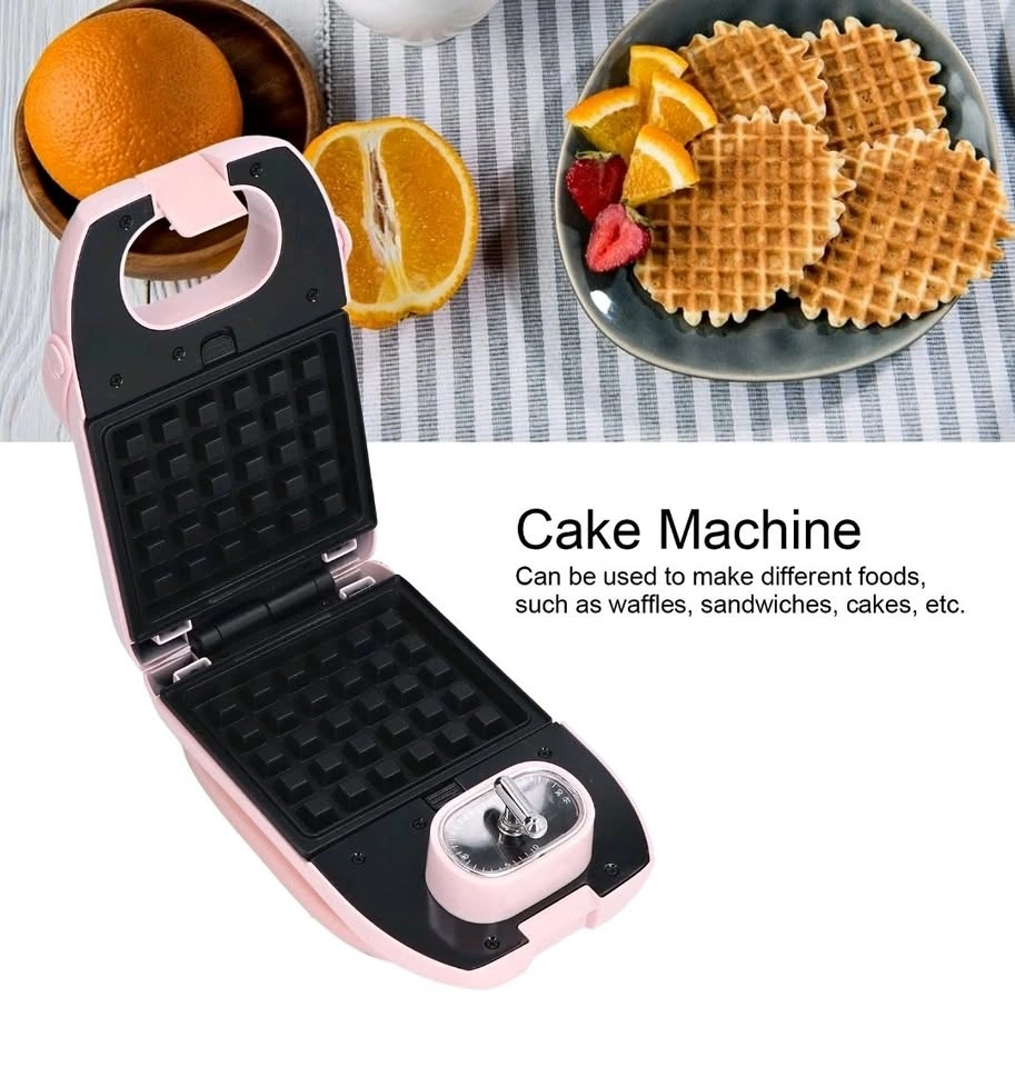 Tasty Mini Waffle & Grill Maker, Pink, 650W – Brand New