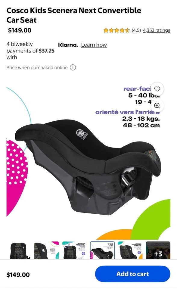 New open box Cosco Scenera Next Convertible Car Seat - photo 3