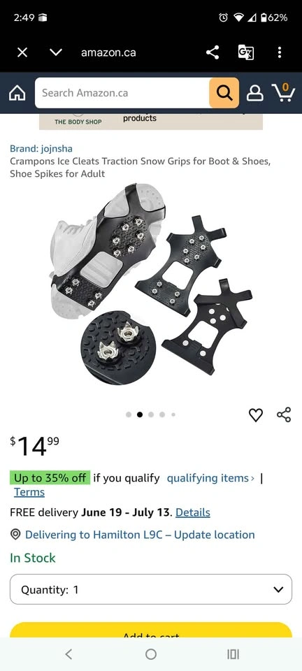 Crampons Ice Cleats Traction Snow Grips for Boots & Shoes - photo 2