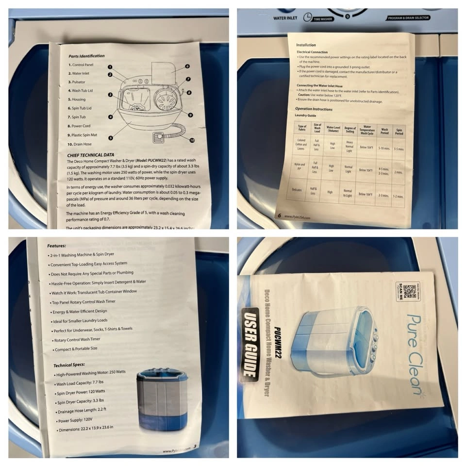 Pyle Pure Clean 2-in-1 Mini Portable Washer & Dryer PUCWM22 - photo 5