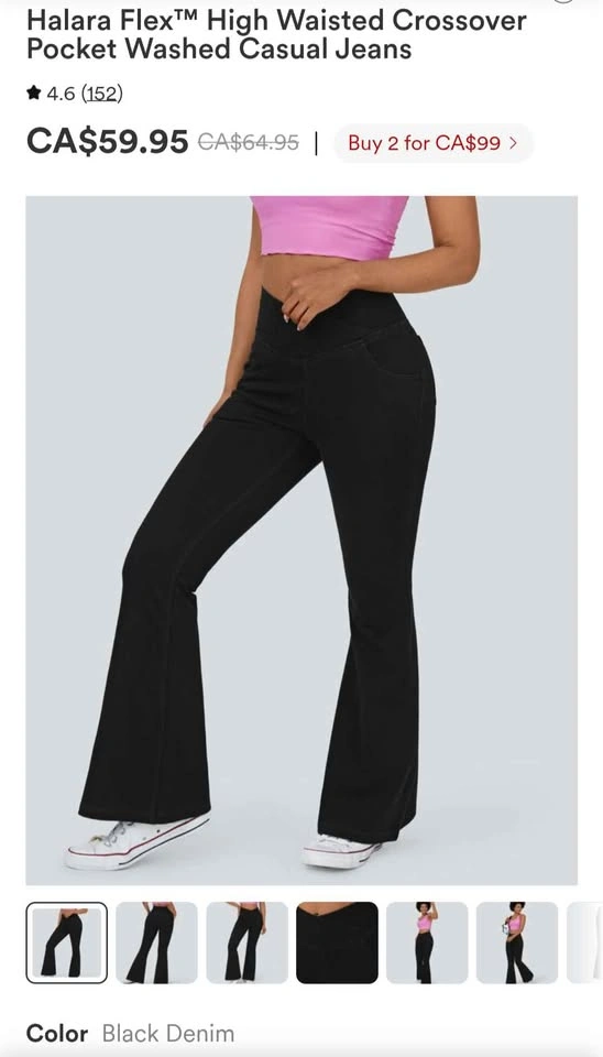 Halara Flex High Waisted Crossover Pocket Washed Casual Jeans - photo 2