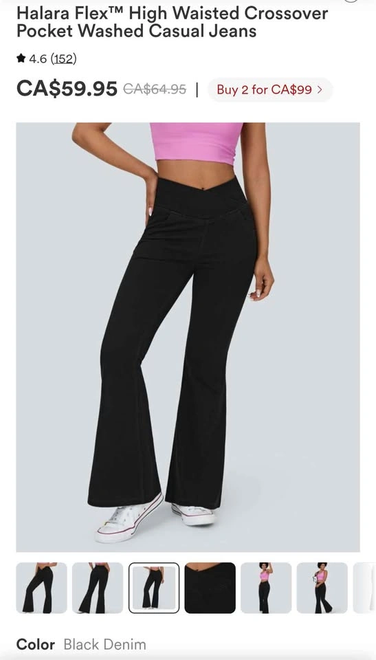 Halara Flex High Waisted Crossover Pocket Washed Casual Jeans - photo 4