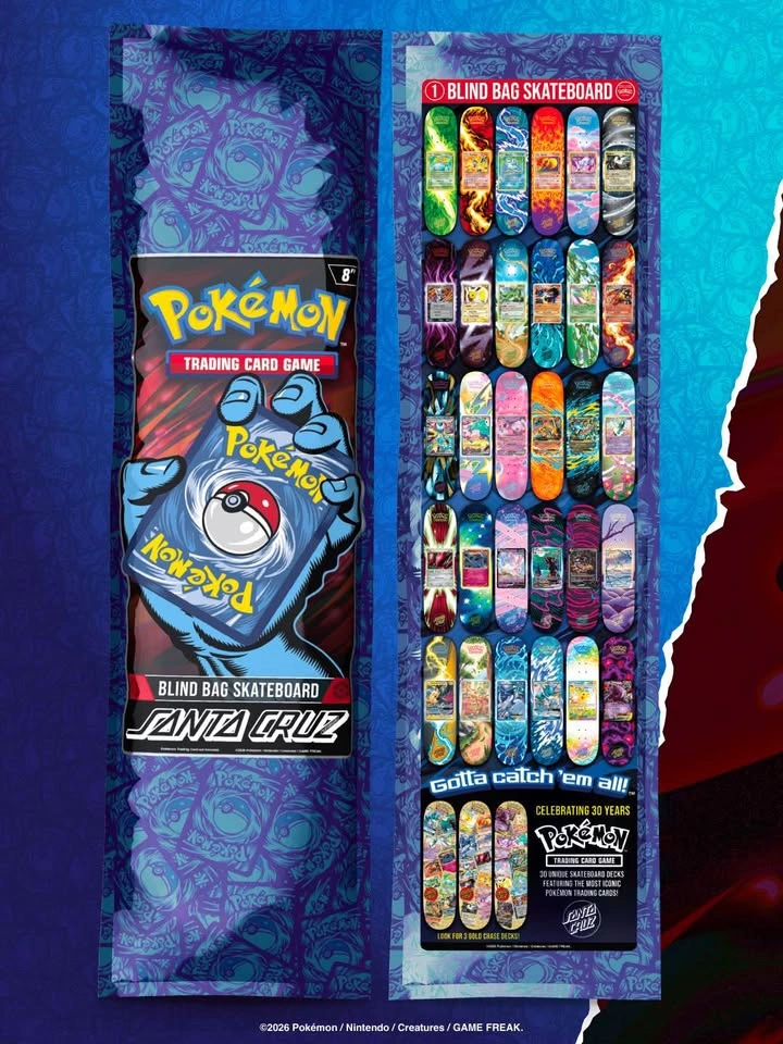 Pokemon TCG x Santa Cruz Skateboard (blind bag) EACH - photo 2