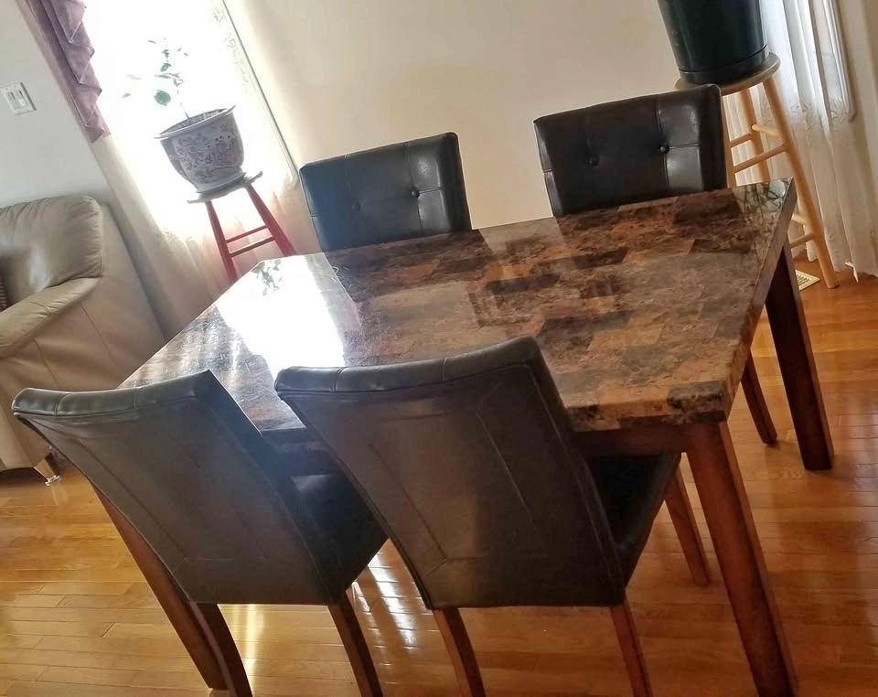 3'x5' Faux Marble Dining Table with 4 Chairs