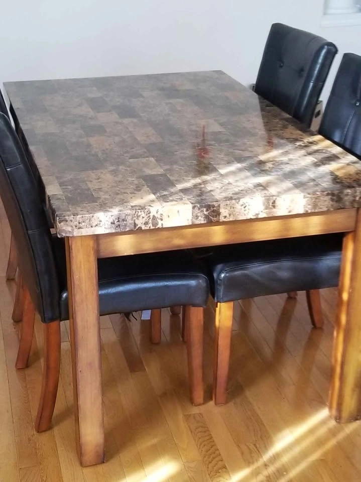 3'x5' Faux Marble Dining Table with 4 Chairs - photo 2