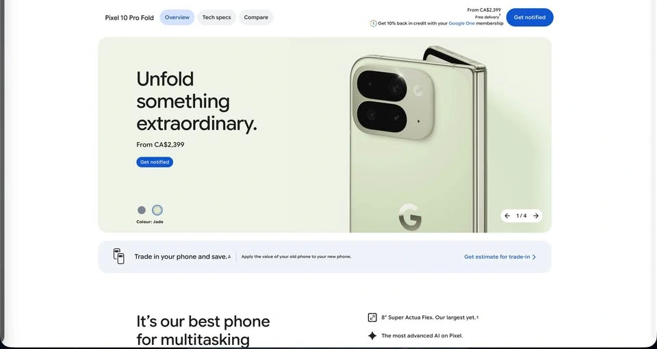 Google Pixel 10 Pro Fold – 256GB Jade – Brand New - photo 2
