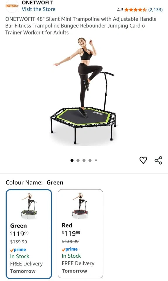 ONETWOFIT 48" Silent Fitness Rebounder Mini Trampoline - photo 2